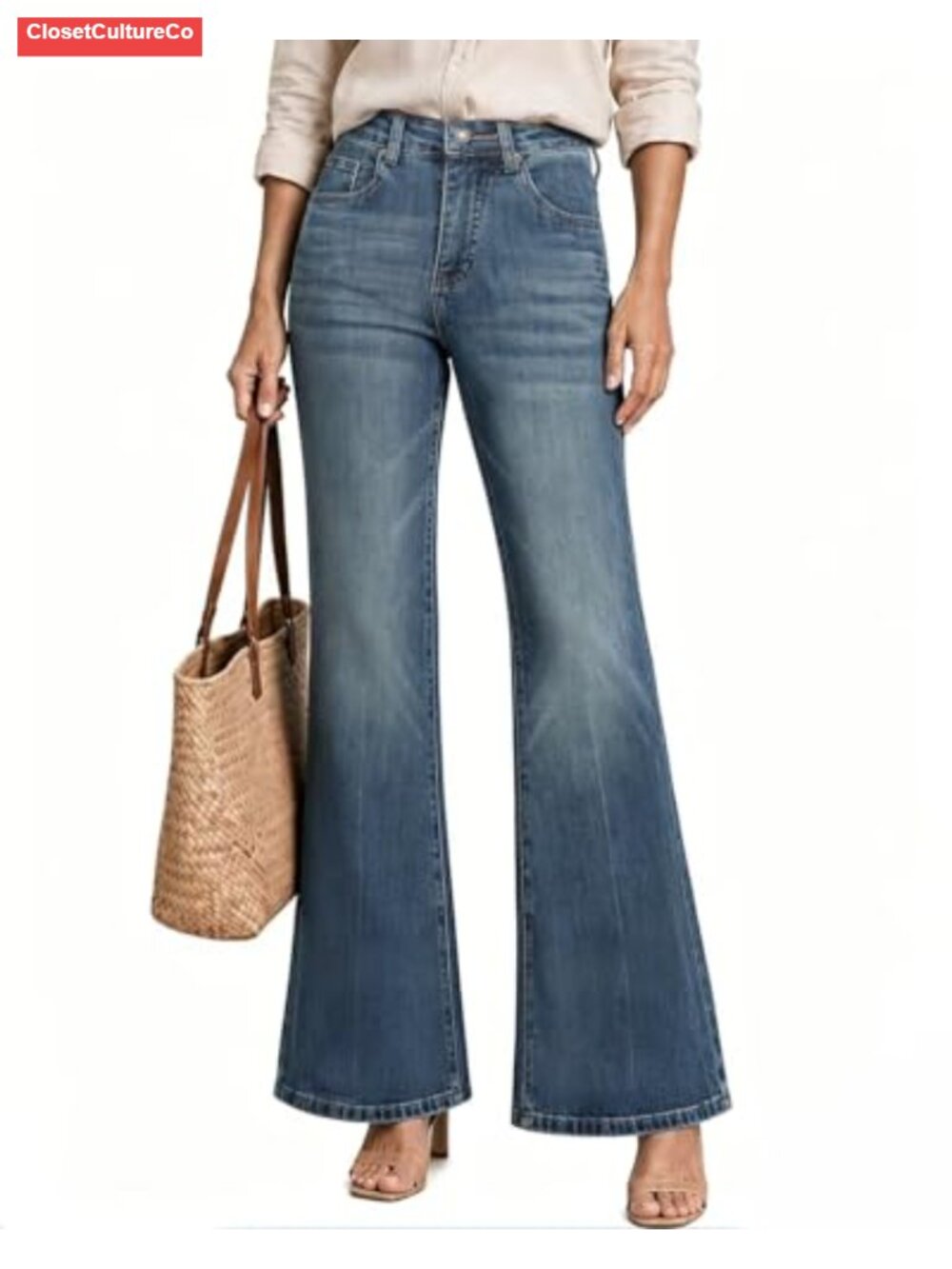 High Waisted Bell Bottom Jeans Stretchy Flare Bootcut Pants